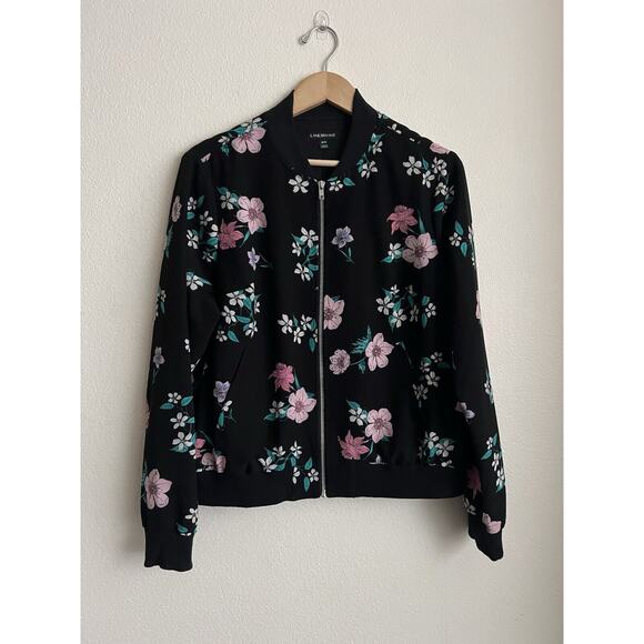 Lane Bryant Womens Bomber Jacket Floral Full Zip Size 14/16 - Picture 2 of 6